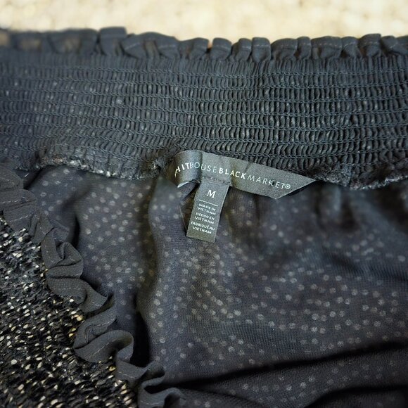 White House Black Market blouse black/white polka dots off the shoulder size Med - Picture 5 of 6